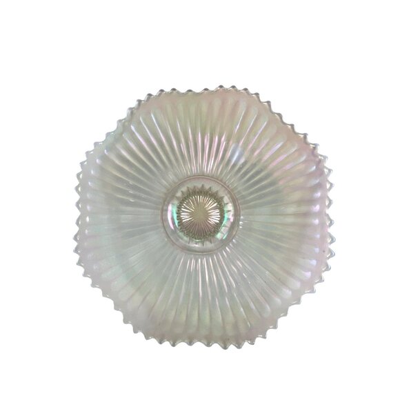 Vintage Iridescent Glass Serving Platter With Scalloped Edge - Picture 5 of 6